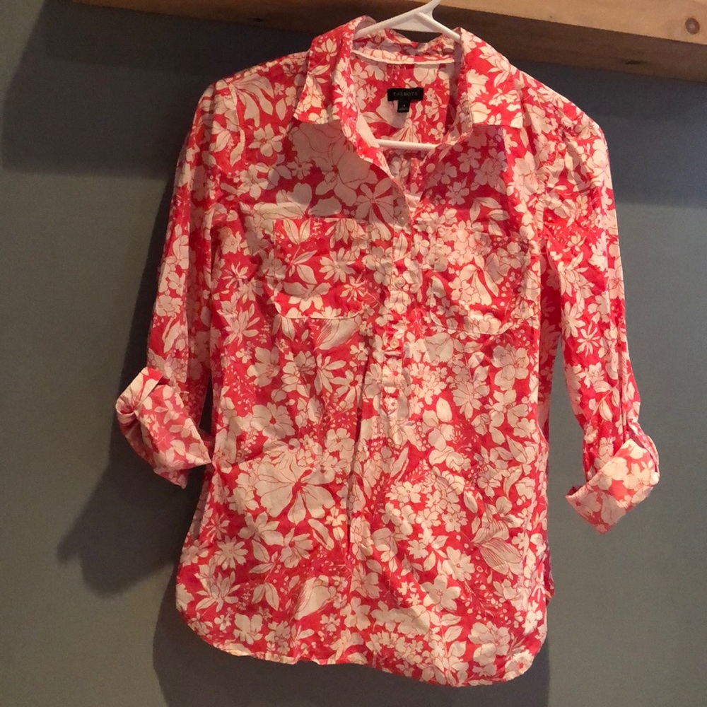 Talbots floral print 3/4 sleeve blouse